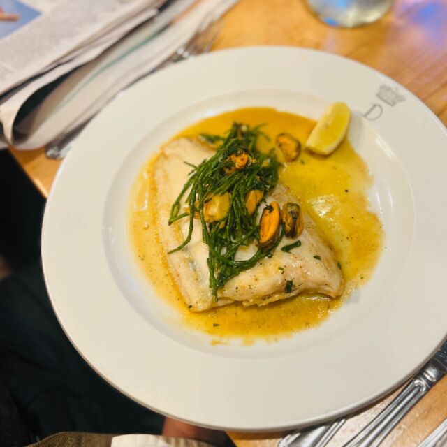 Rye Bay Whole Roast Lemon Sole, New Potatoes, Samphire, Mussels, Lemon Butter ..a delicious dish from our Autumn menu.